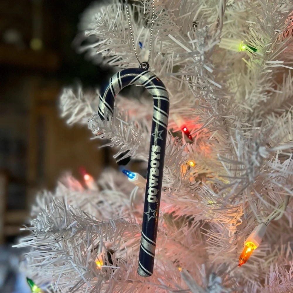 💙 Vintage NFL Dallas Cowboys Candy Cane Christmas Ornament Forever Collectible